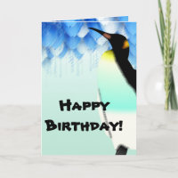 Cartão de Aniversário Feliz Pinguim Personalizado