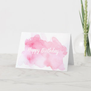 Cartão de Aniversário Feliz Pink Watercolor