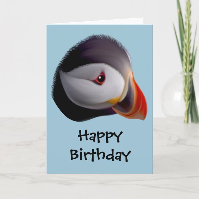 Cartão de Aniversário Feliz Puffin (Frente)