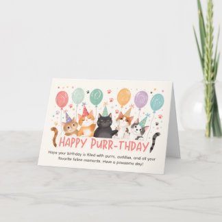 Cartão de Aniversário Feliz Purr-aniversário Amant