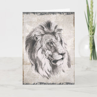 Cartão de Aniversário Feliz Sepia Lion Ilustrado
