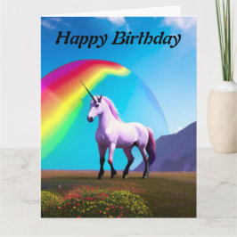 Cartão de Aniversário Feliz Unicórnio