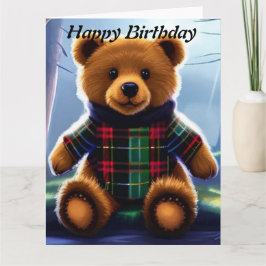 Cartão de Aniversário Feliz Urso de Pelúcia
