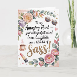 Cartão de Aniversário Feminino com Floral e Brilho