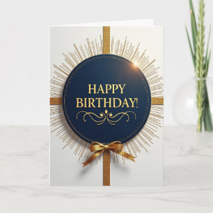Cartão de Aniversário Festivo Dourado em Estilo Ex