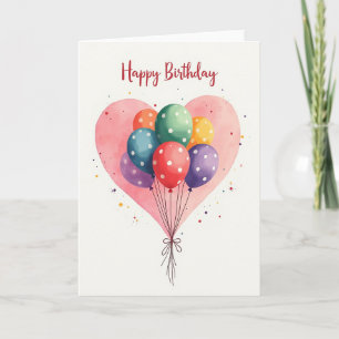 Cartão de Aniversário Festivo em Aquarela