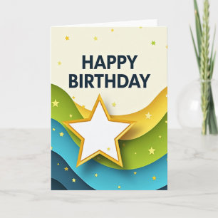 Cartão de Aniversário Festivo em Camadas