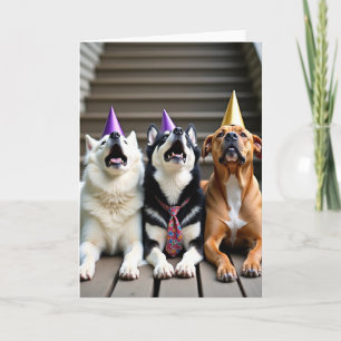 Cartão de Aniversário Festivo para Cães