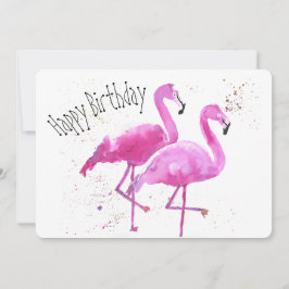 Cartão de Aniversário Flamingo Flat Whimsical