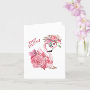 Cartão de Aniversário Flamingo Rosa