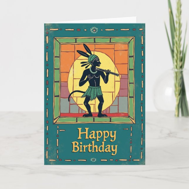 Cartão de Aniversário Flauta Dourada (Frente)