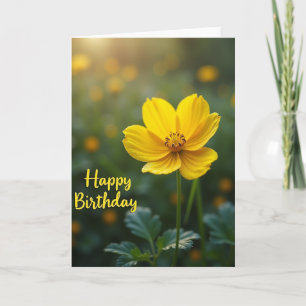 Cartão de Aniversário Flor Amarela Doce