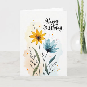 Cartão de Aniversário Flor Artística