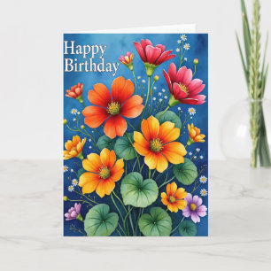 Cartão de Aniversário Flor Azul