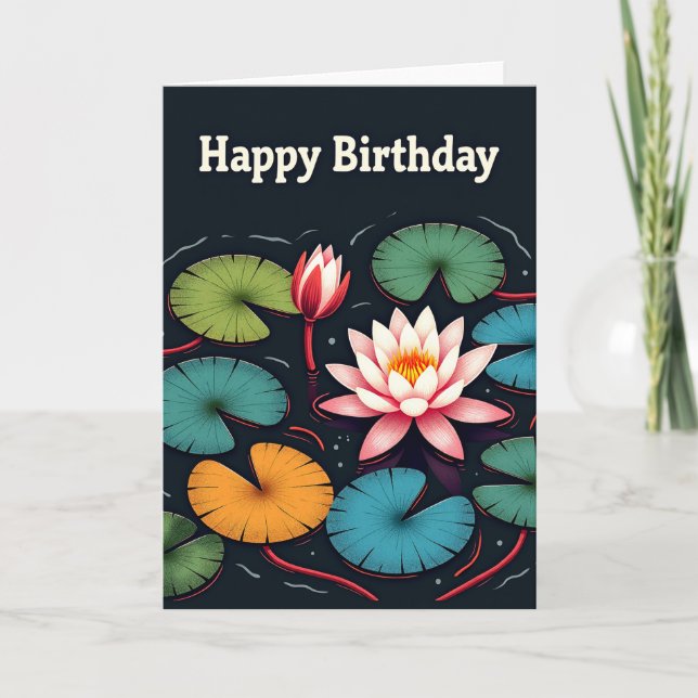 Cartão de Aniversário Flor de Água (Frente)