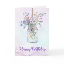 Cartão de Aniversário Flor de Aquarela Elegante