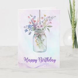 Cartão de Aniversário Flor de Aquarela Elegante