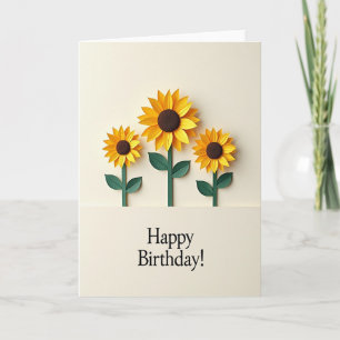 Cartão de Aniversário Flor de Corte de Papel