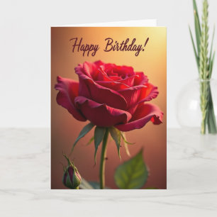 Cartão de Aniversário Flor de Crimson Elegante