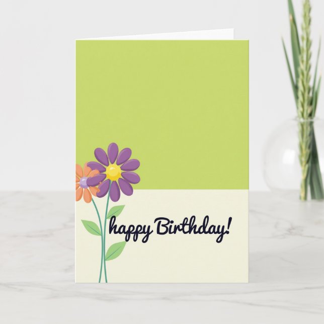 Cartão de Aniversário Flor de Duas Cores (Frente)