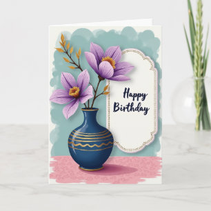 Cartão de Aniversário Flor de Lavanda