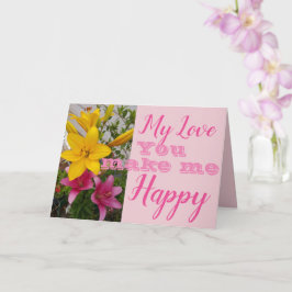 Cartão de Aniversário Flor de Lírio Rosa Você Me F