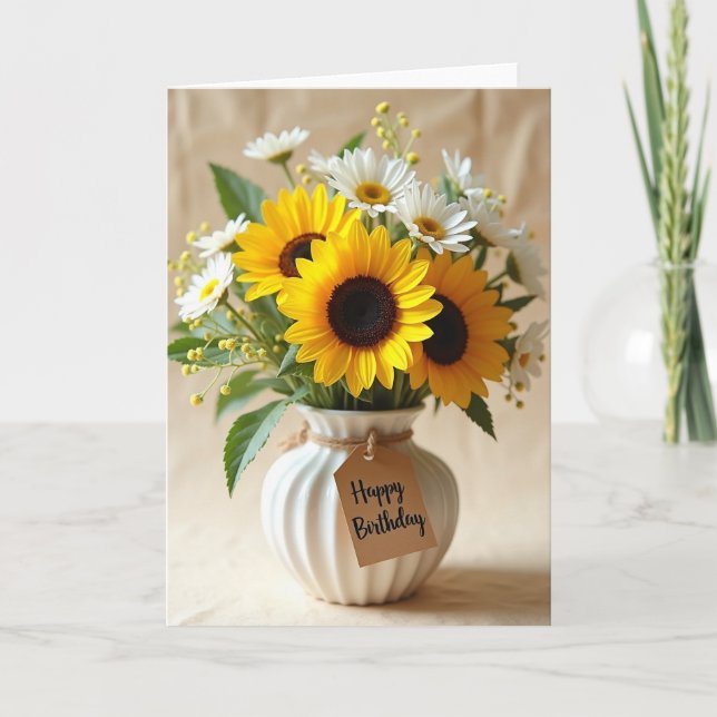 Cartão de Aniversário Flor de Margarida (Frente)