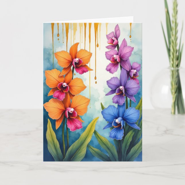 Cartão de Aniversário Flor de Orquídea (Frente)