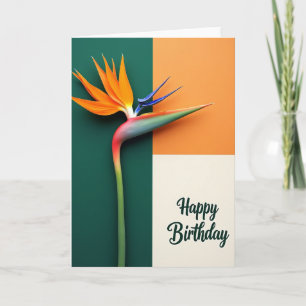 Cartão de Aniversário Flor de Pássaro Alegre