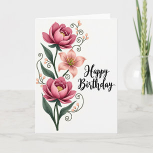 Cartão de Aniversário Flor de Peônia