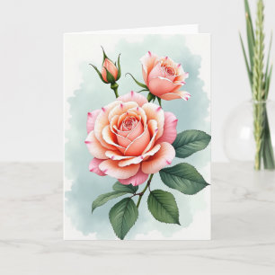 Cartão de Aniversário Flor de Pêssego Doce
