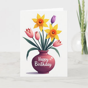 Cartão de Aniversário Flor de Primavera