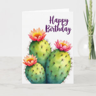 Cartão de Aniversário Flor de Suculenta