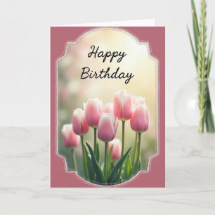 Cartão de Aniversário Flor de Tulipa Doce