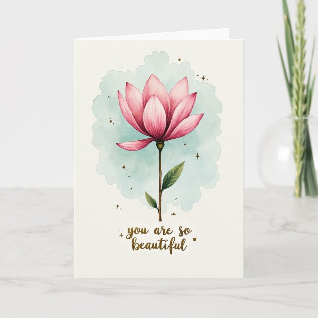 Cartão de Aniversário Flor Etérea (Frente)