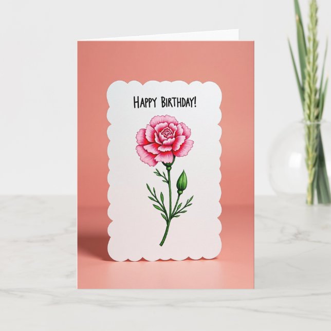 Cartão de Aniversário Flor Rosa Doce (Frente)