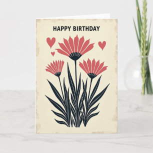 Cartão de Aniversário Flor Vermelha