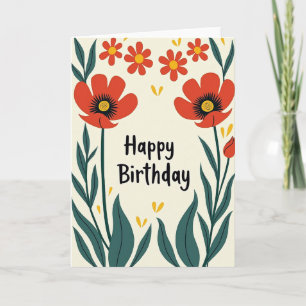 Cartão de Aniversário Flor Vermelha Doce