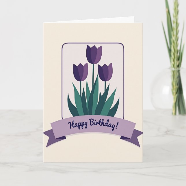 Cartão de Aniversário Flor Violeta (Frente)