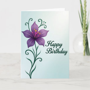 Cartão de Aniversário Flor Violeta
