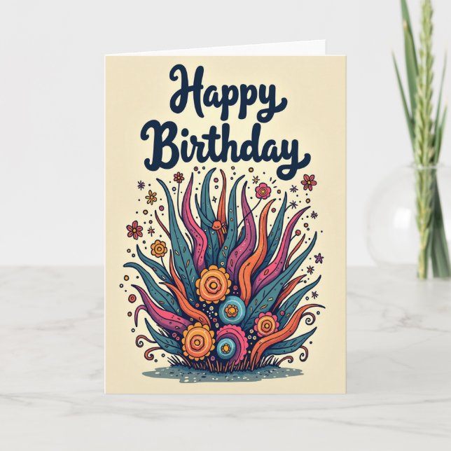 Cartão de Aniversário Flora Artística (Frente)