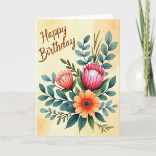 Cartão de Aniversário Floral Alegre