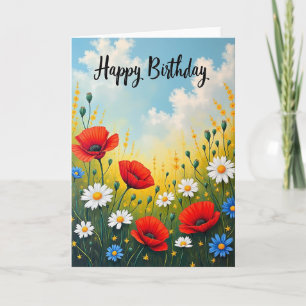 Cartão de Aniversário Floral Alegre