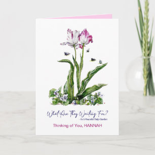 Cartão de Aniversário Floral Aquarela com Dois Tul