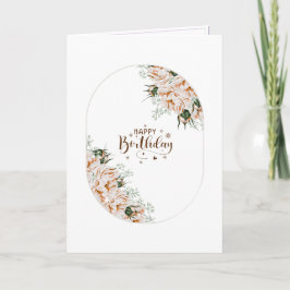 Cartão de Aniversário Floral Aquarela Rosas Elegan