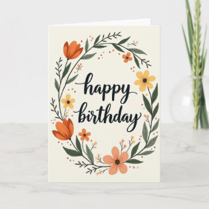 Cartão de Aniversário Floral Artesanal