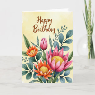 Cartão de Aniversário Floral Artístico