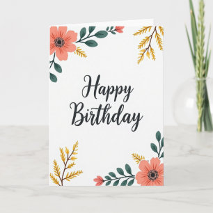Cartão de Aniversário Floral Artístico