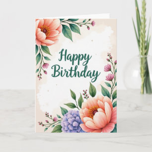 Cartão de Aniversário Floral Artístico