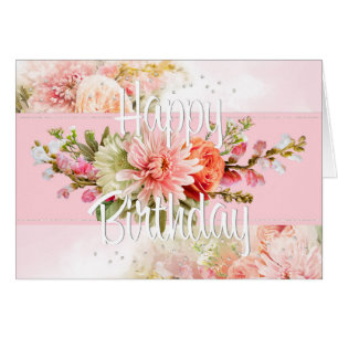 Cartão de Aniversário Floral Artístico